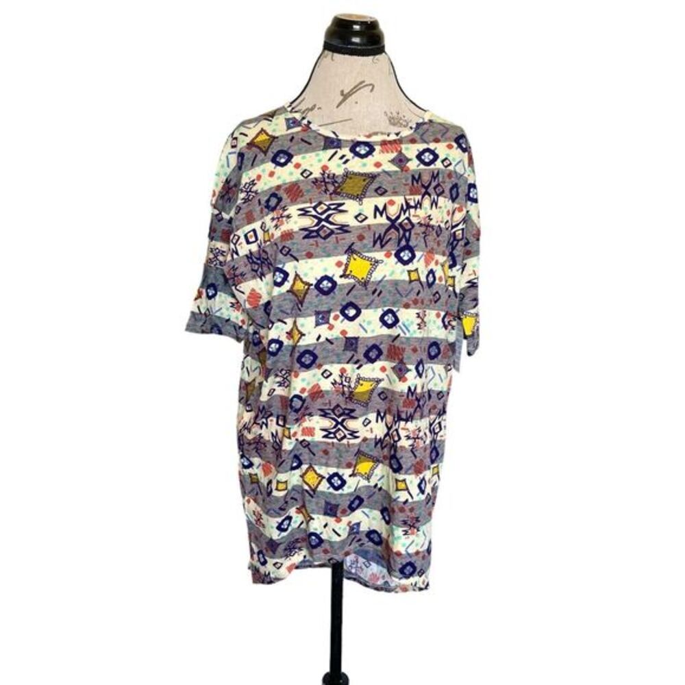 Lularoe Womens Blouse Top Size XS Irma Multicolor Short Sleeve Tunic High Low